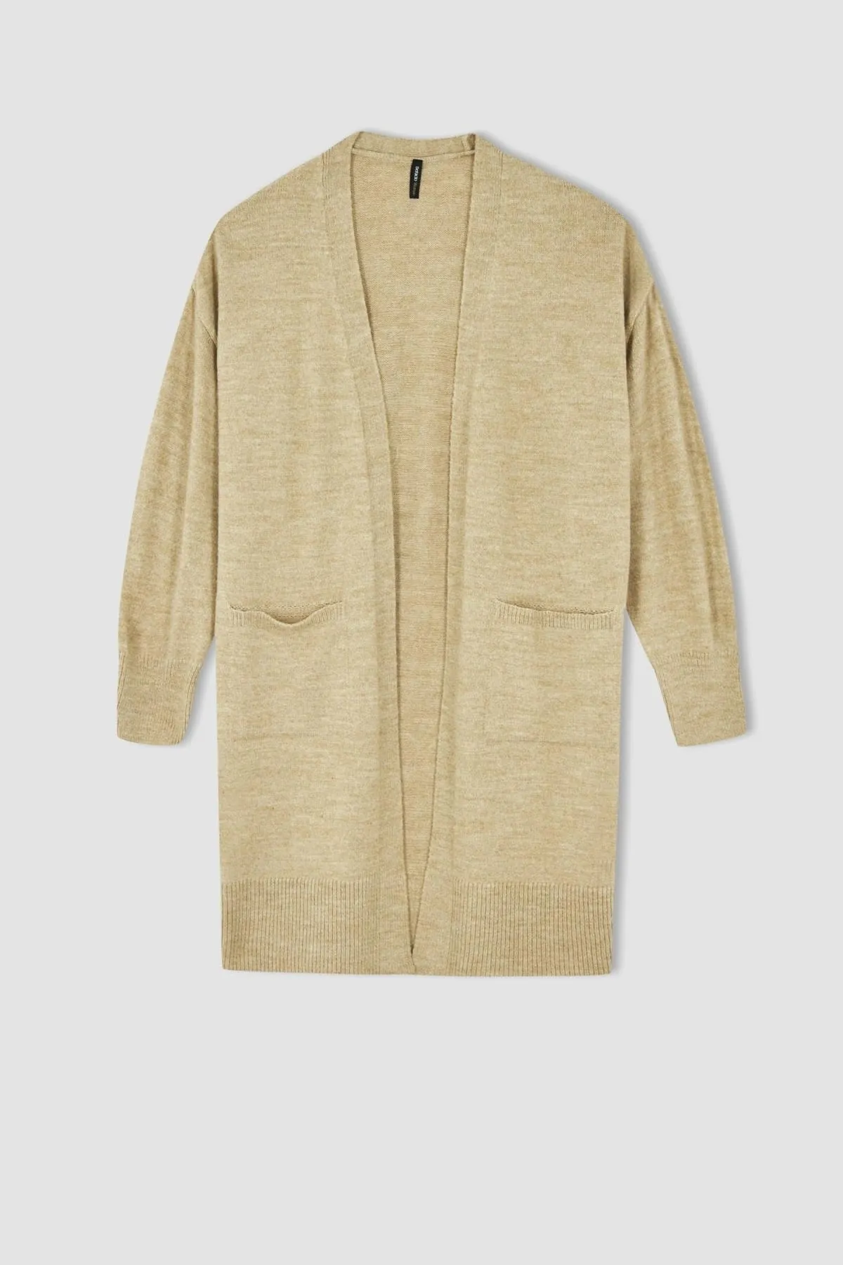 DeFacto  Midi-Strickjacke mit normaler Passform, V-Ausschnitt und Taschen