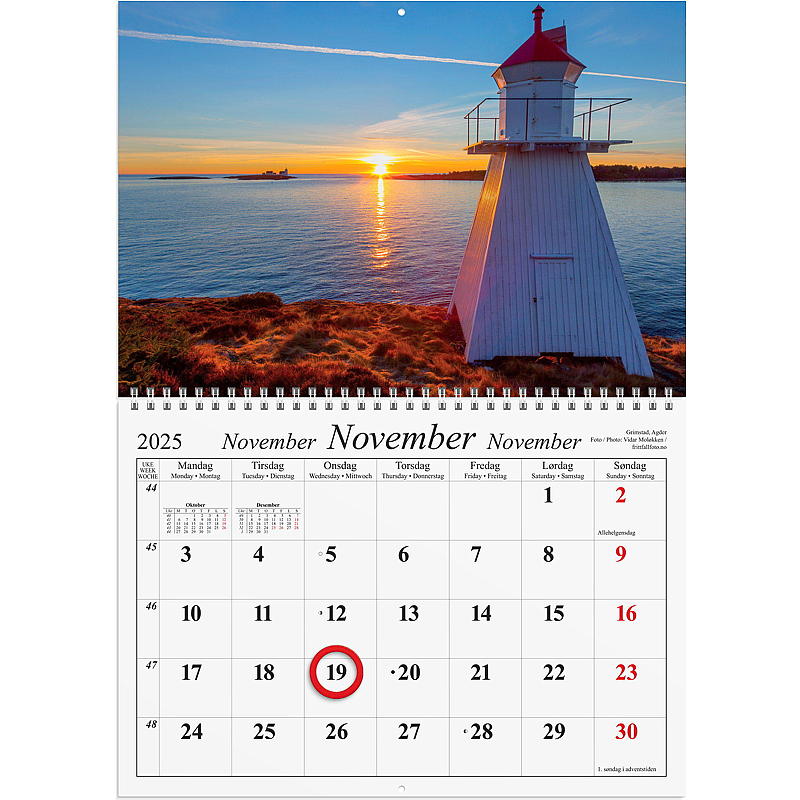 Veggkalender vakre Norge 2025