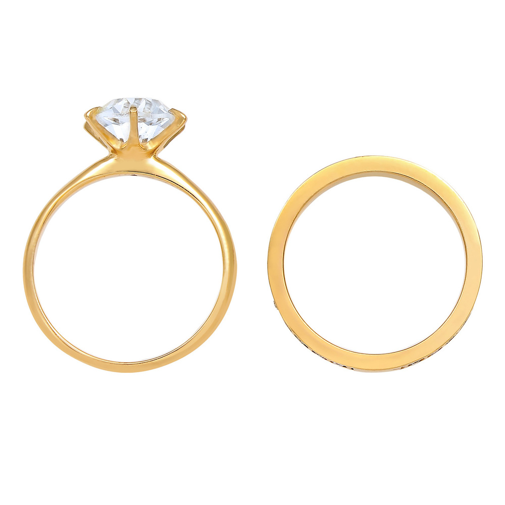 Elli Elli Bague Femmes Bande Set Solitaire Glamoureux avec Cristaux en Argent Sterling Bague