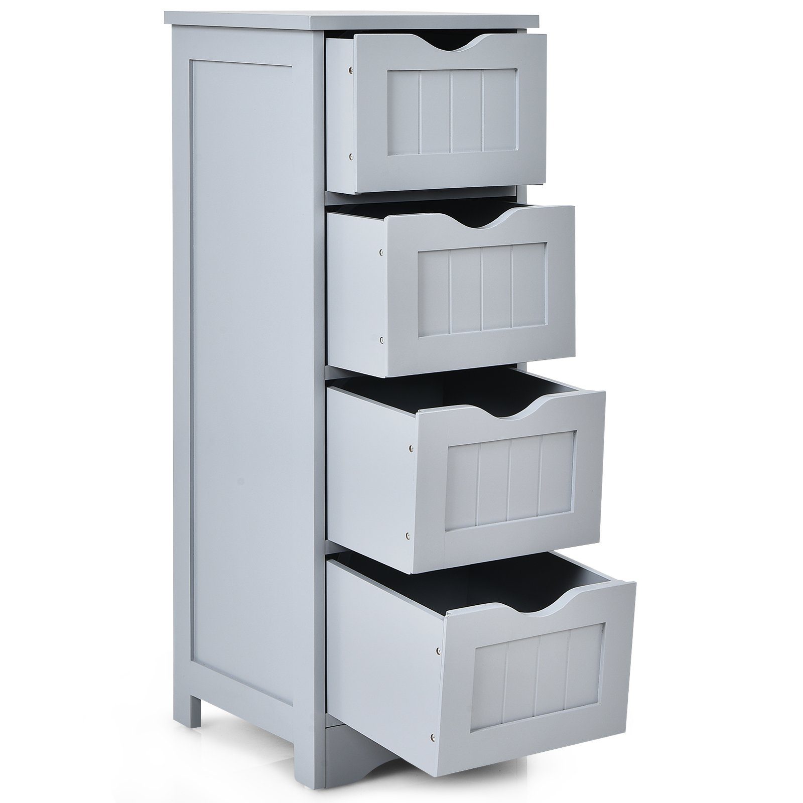 COSTWAY Badkommode Badezimmerschrank, mit 4 Schubladen, 82cm, Kippsicherung