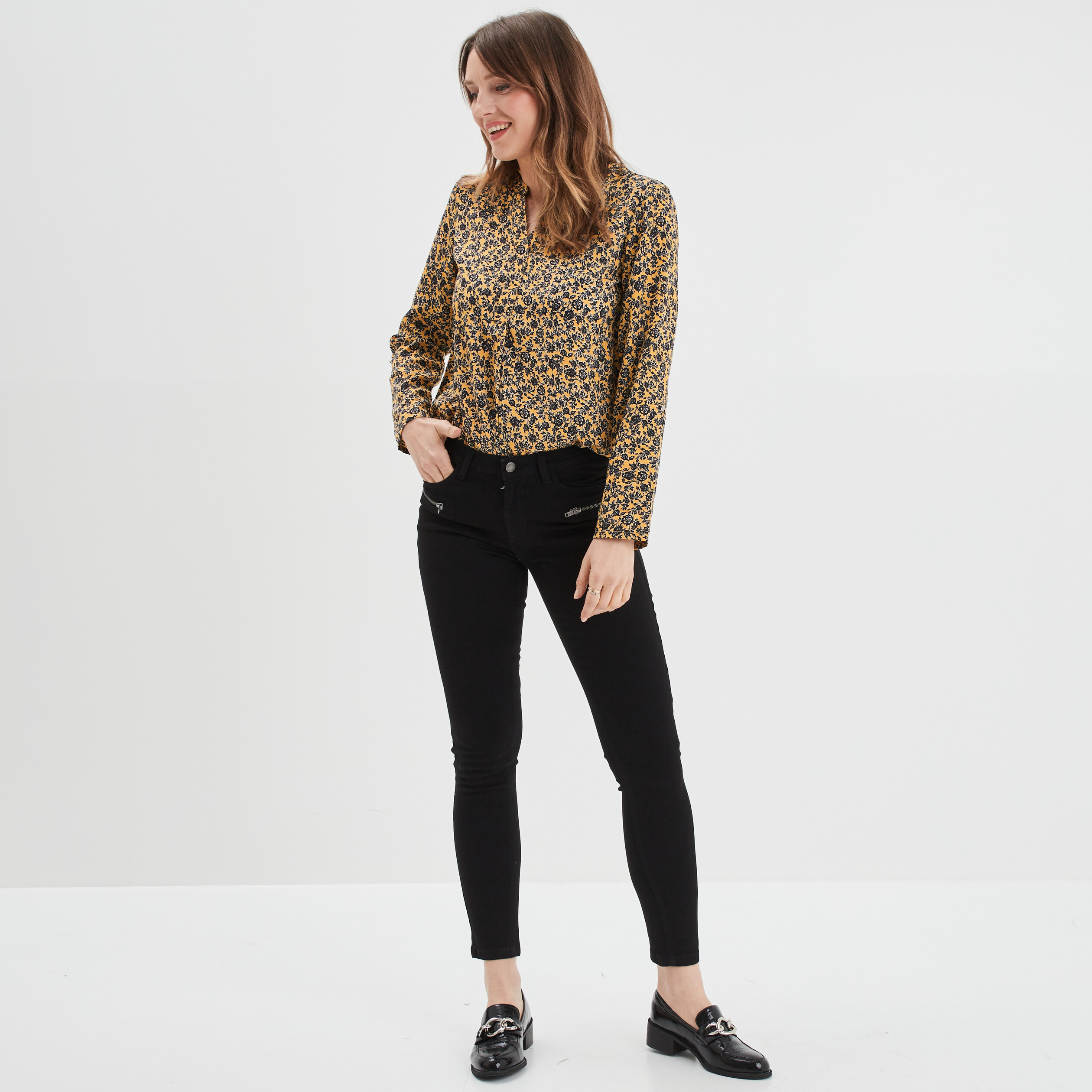 Blouse manches longues jaune moutarde femme | La Halle