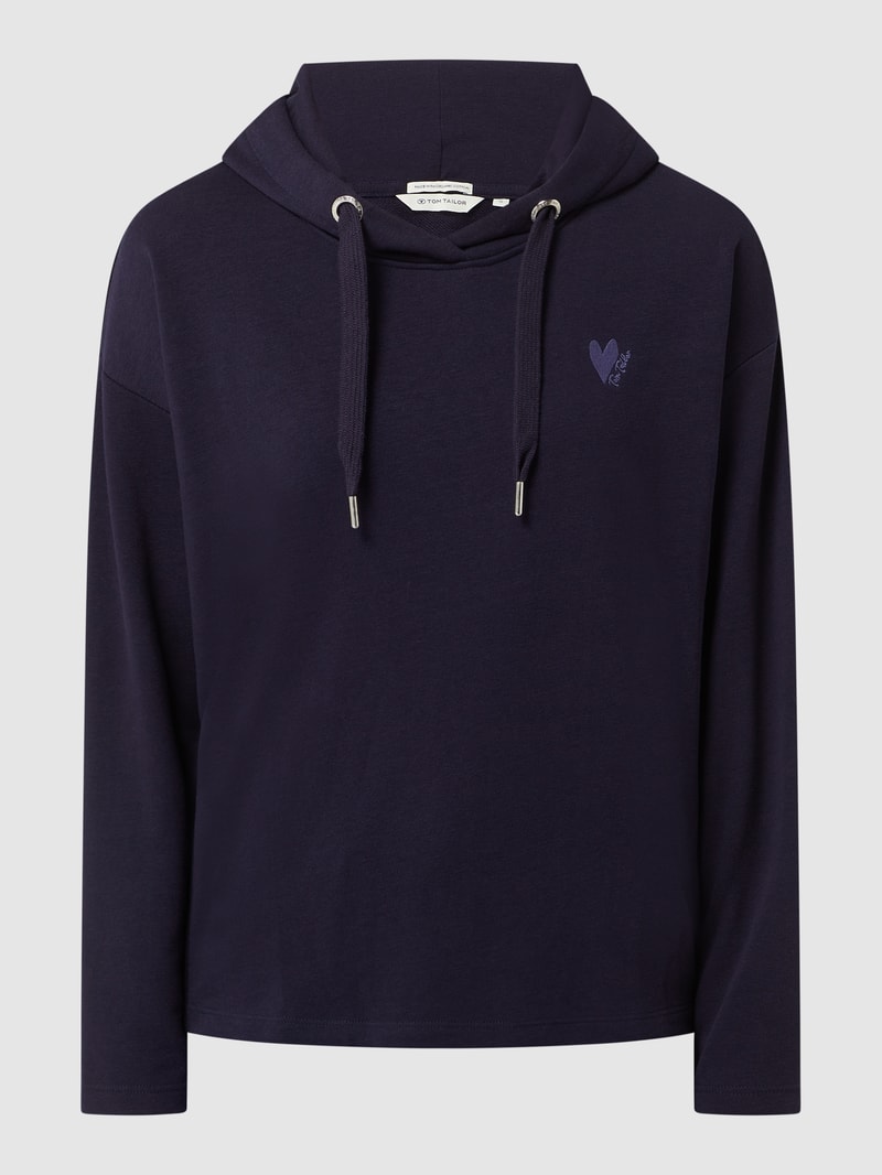 Hoodie mit Logo-Print in marineblau