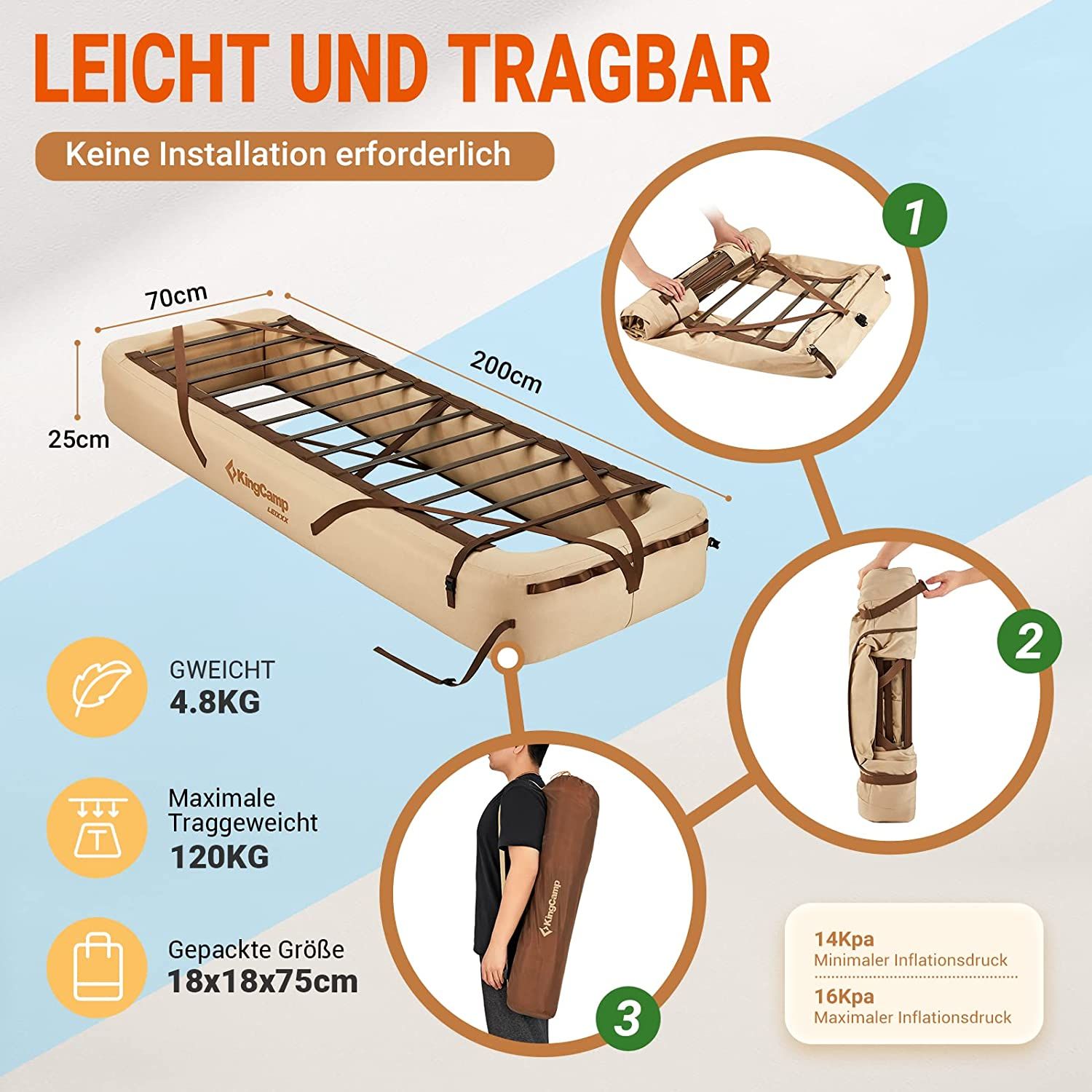 KingCamp 70x200 Luftbettrahmen