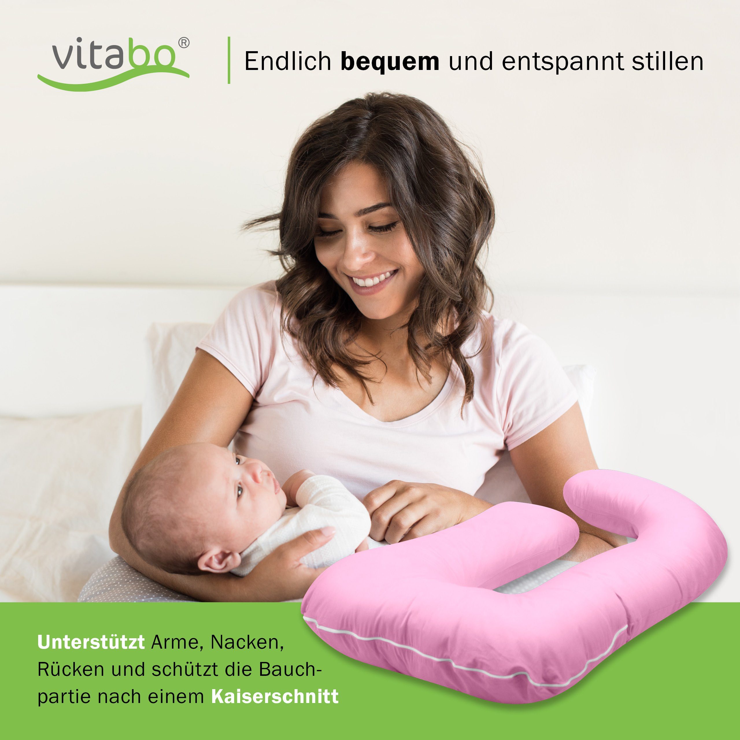 Vitabo Stillkissen Stillkissen G-Form, ergonomisches Seitenschläferkissen, 110x70 cm