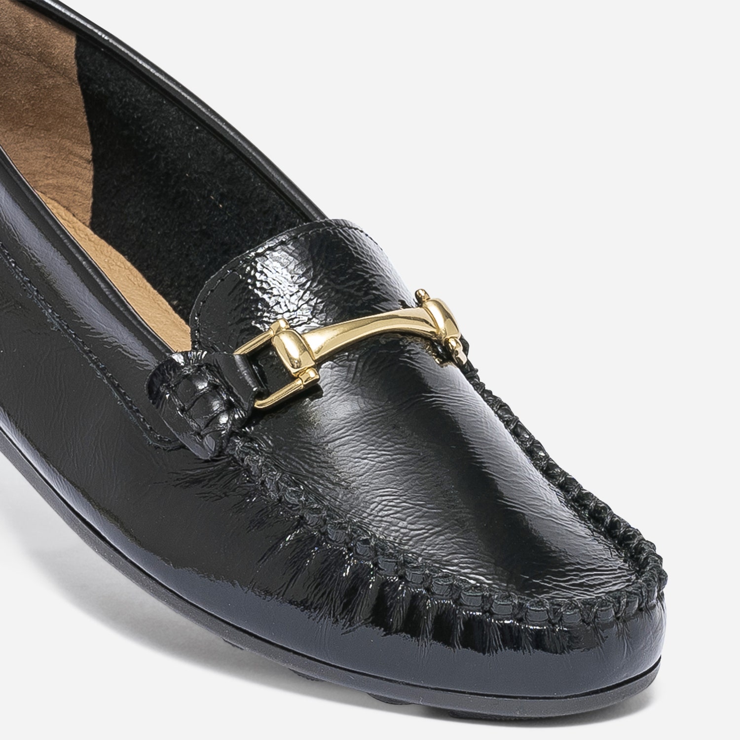 Mocassin noir en cuir verni
