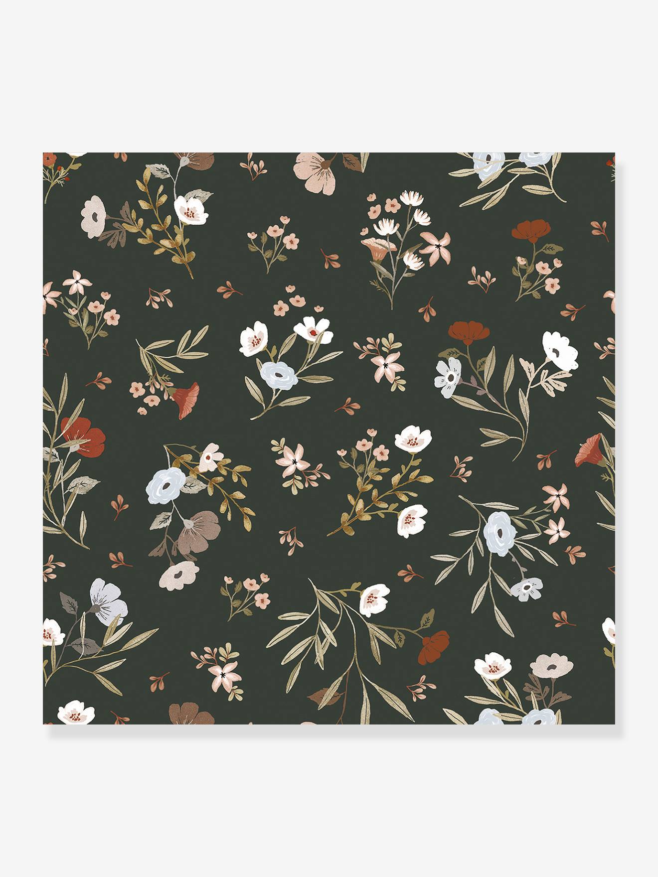 Lilipinso Kinderzimmer Vliestapete mit Vintage-Blumen LILYDALE LILIPINSO - olivgrün
