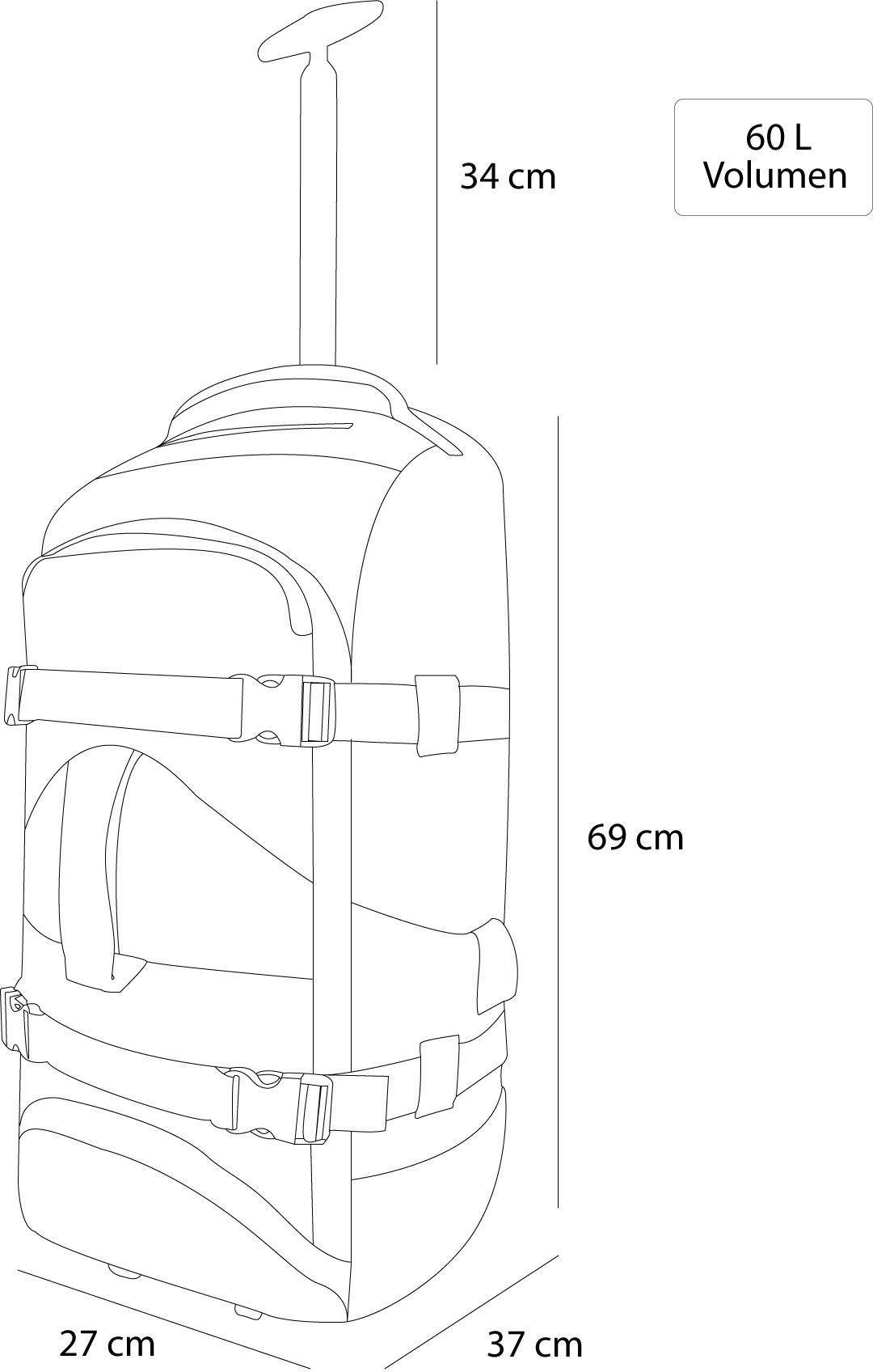 normani Reisetasche Reisetasche 60 L mit 4 Kleidertaschen, Rucksack mit Trolleyfunkion 60 Liter