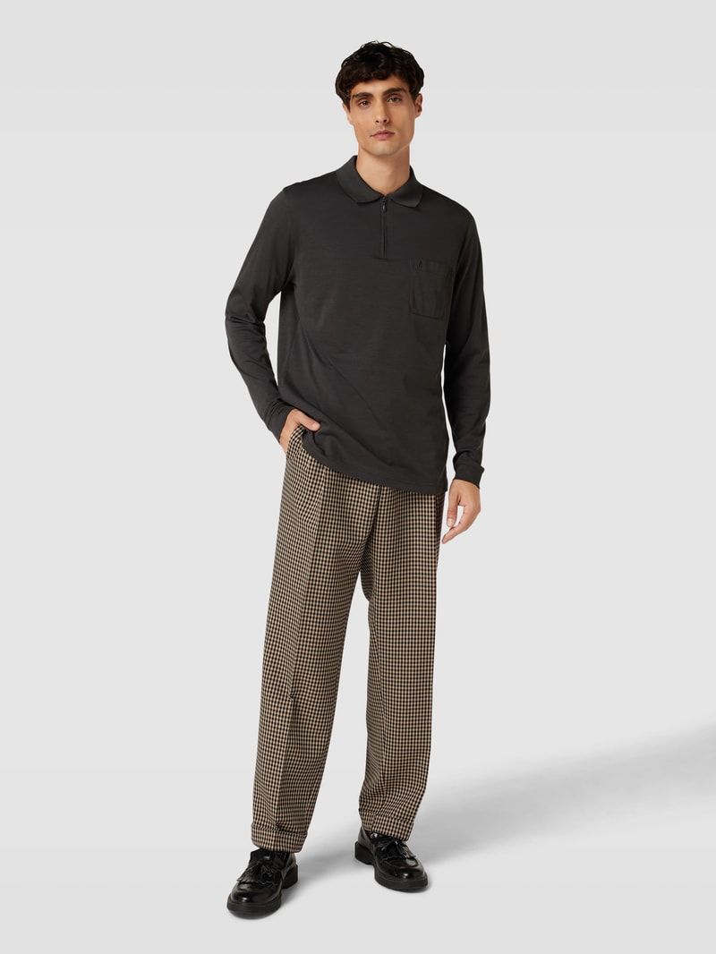 Poloshirt mit kurzer Reißverschlussleiste in anthrazit