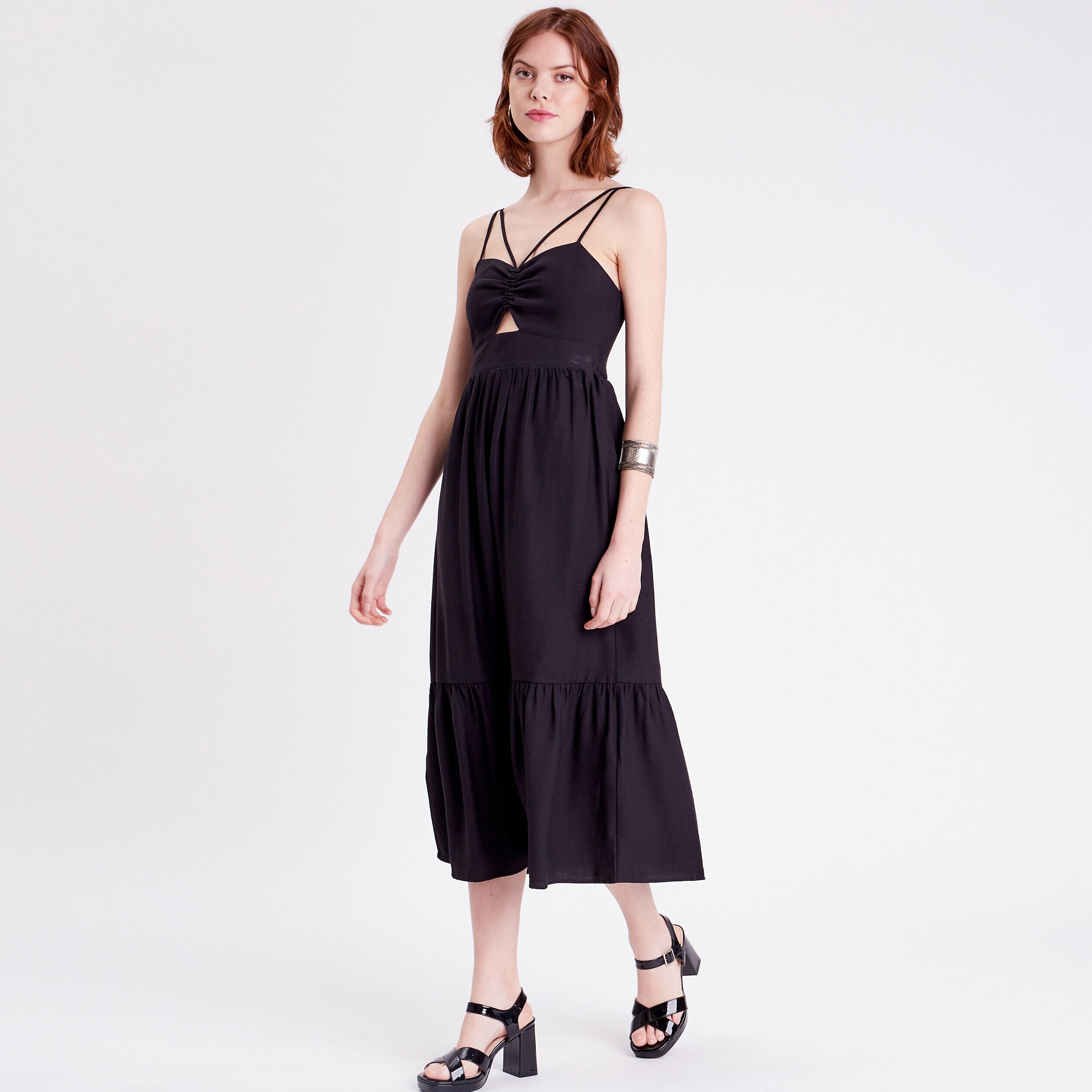 Robe évasée bretelles noir femme | Cache Cache