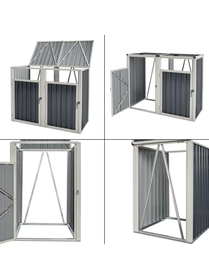 pro.tec Mülltonnenbox Tarbek für 2 Tonnen in Anthrazit (B)146cm günstig kaufen onesize