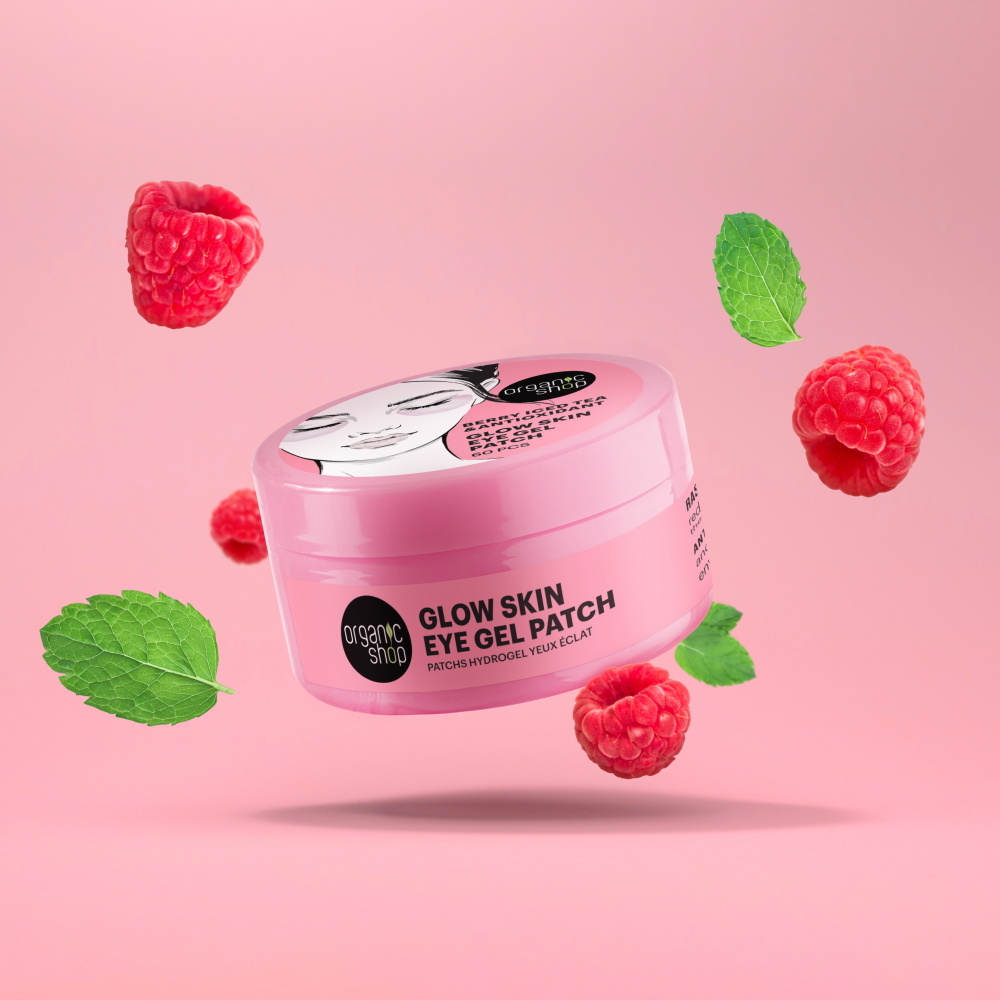 organic shop Patchs hydrogel yeux éclat au thé glacéframboise et antioxydants 60 patchs Soin du regard