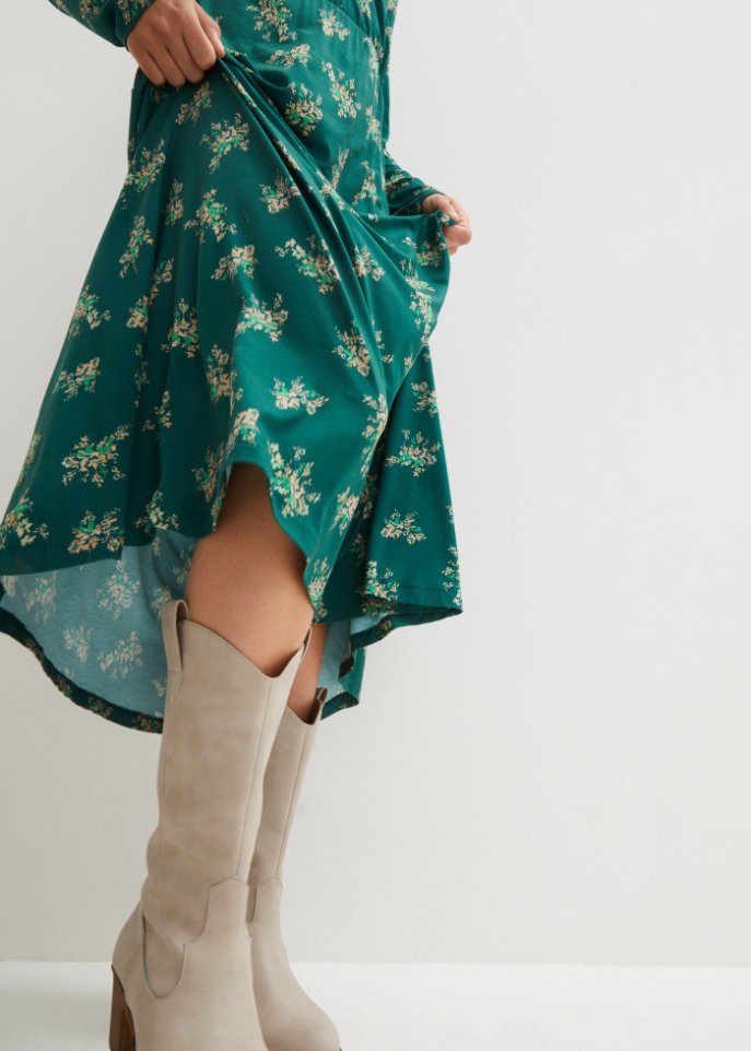 Bedrucktes Maxikleid, langarm