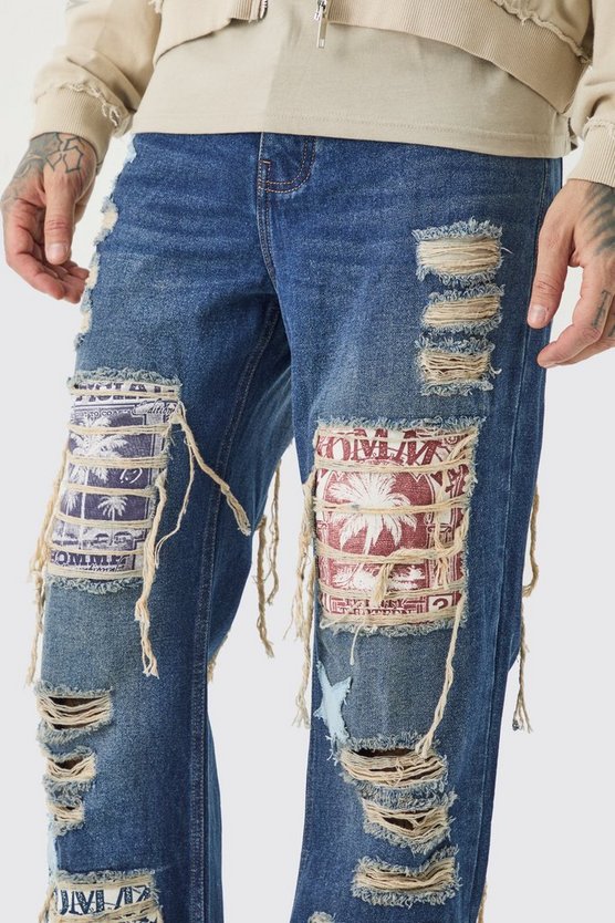 Tall lockere Schlagjeans mit Applikation