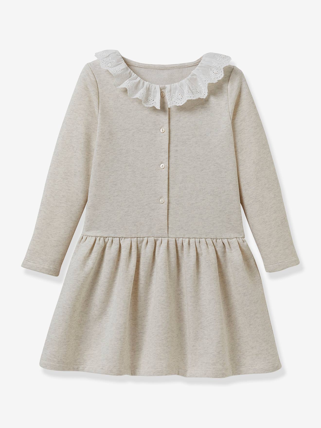 Robe en molleton fille CYRILLUS beige chiné