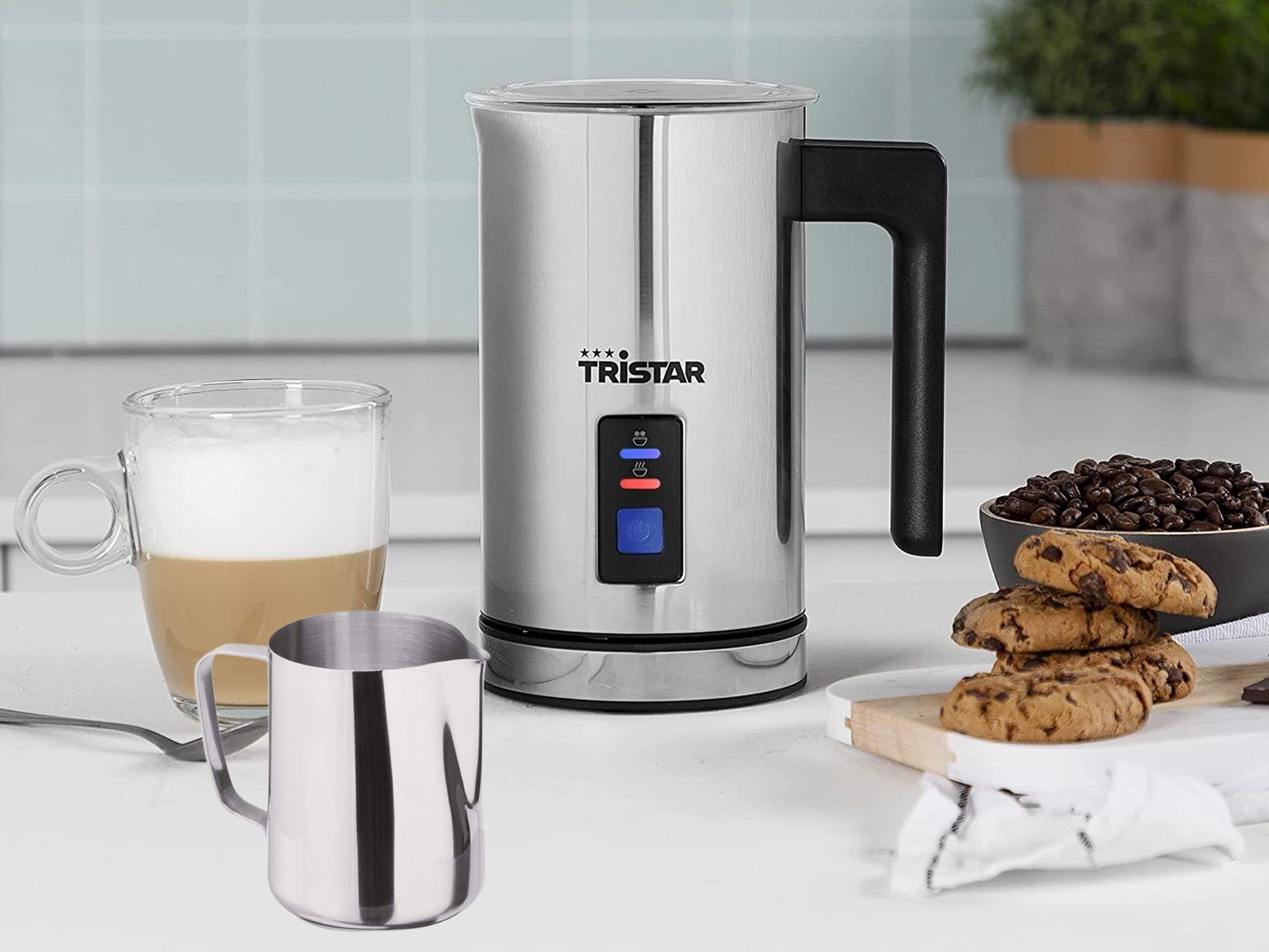 Tristar Milchaufschäumer, 500 W, elektrischer Milchschäumer kabellos zum Warm & Kaltaufschäumen