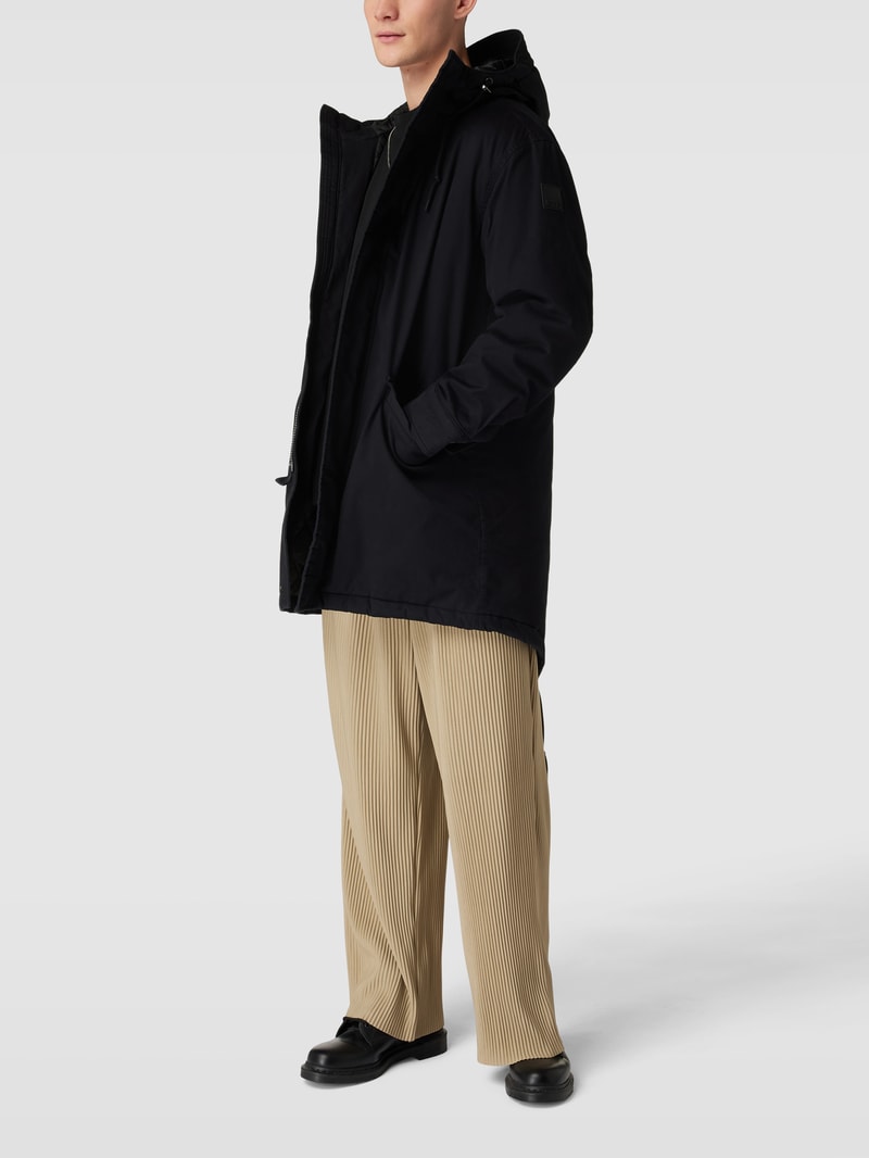 Parka mit Pattentaschen Modell 'cotton parka' in schwarz
