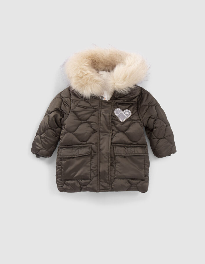 Parka kaki matelassée fourrée à capuche bébé fille