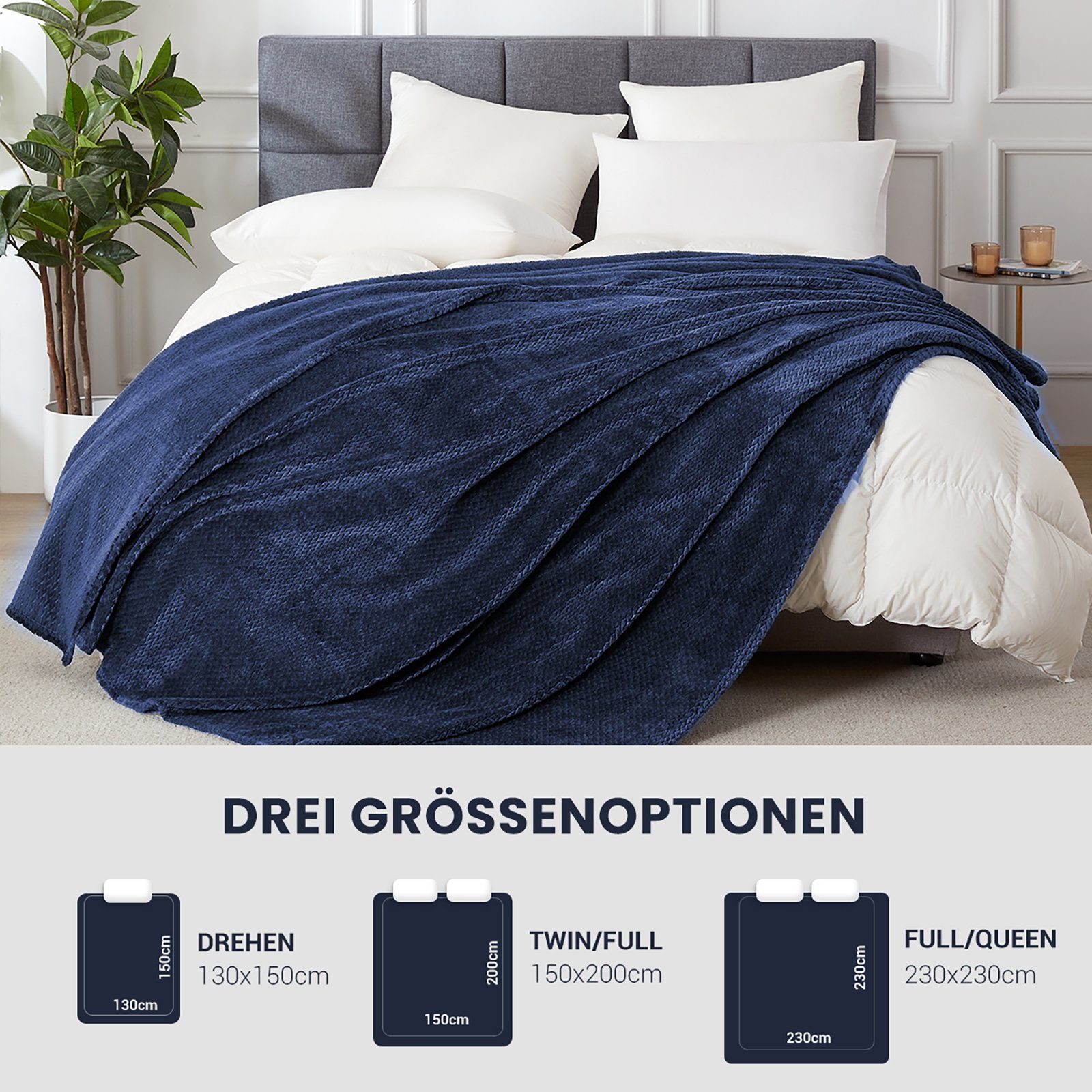Wohndecke Fleecedecke, 150x200CM Kuscheldecke, 350 g/m², superweiche Wolldecken, Elegear, flauschige Flanell Tagesdecke für alle Jahreszeiten für Bett/Sofa
