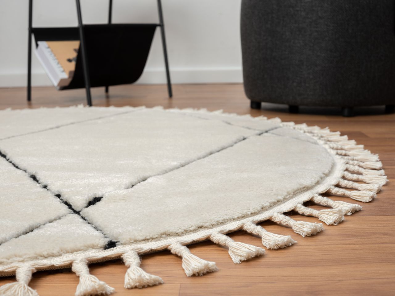 MyFlair Teppich Moroccan Calm, 140 cm x 140 cm, Farbe weiß, rund, Florhöhe 19mm