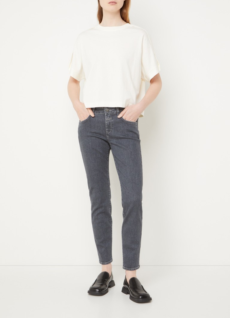 Blugi slim fit din bumbac organic Baker, talie medie, ÎNCHIS