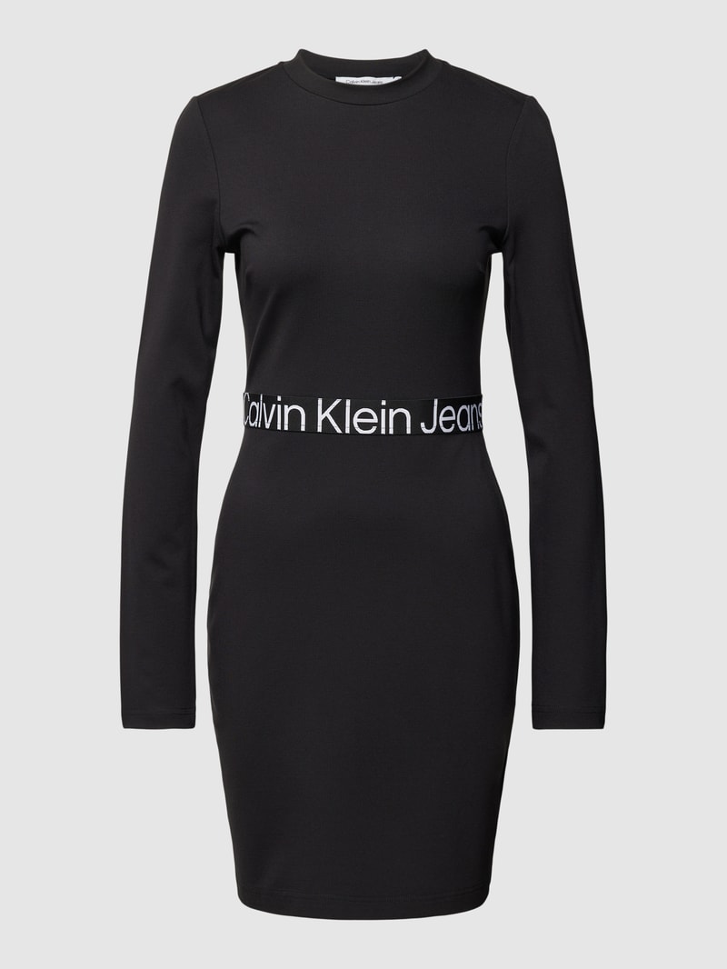 Knielanges Kleid mit elastischem Taillenband Modell 'MILANO' in black