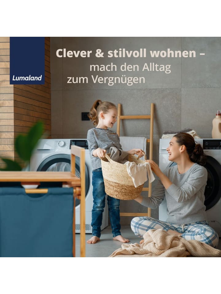 Lumaland Lumaland Wäschekorb aus Bambus mit 2 ausziehbaren Wäschesäcken - Farbe Blau günstig kaufen onesize