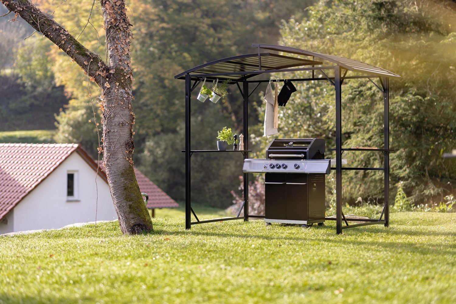 Grillfürst Grillpavillon Grillfürst Premium Grillpavillon aus Stahl mit wetterfestem Metalldach