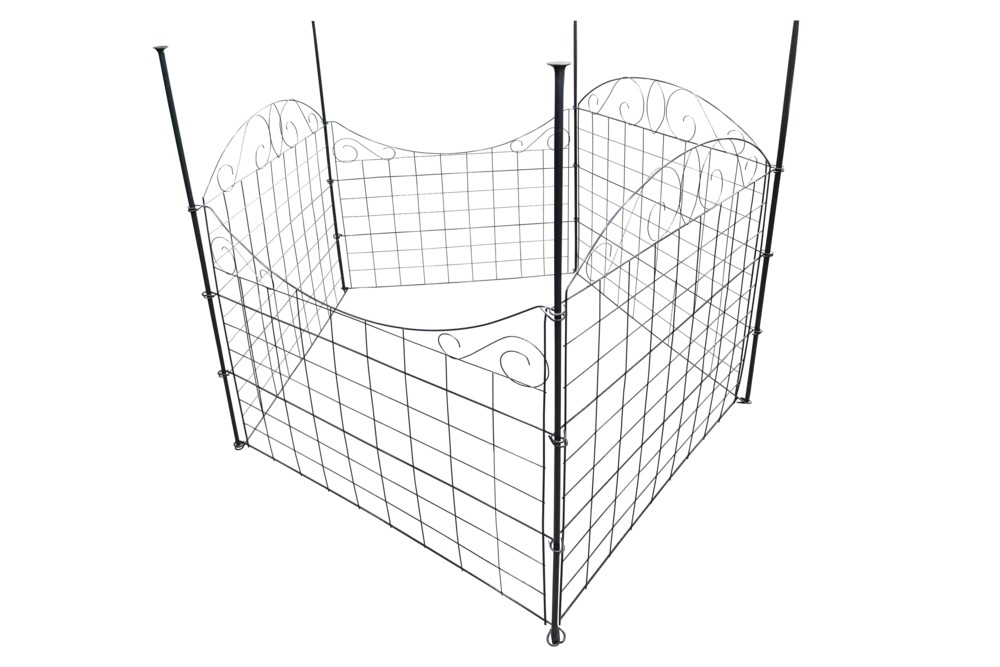 Powertec Garden Metall Gartenzaun mit Pulverbeschichtung C04, Anthrazit, 775*640mm,11-tlgSet,2erSet