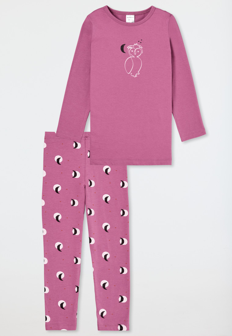 Schlafanzug lang Leggings Eule Mond malve - Natural Love