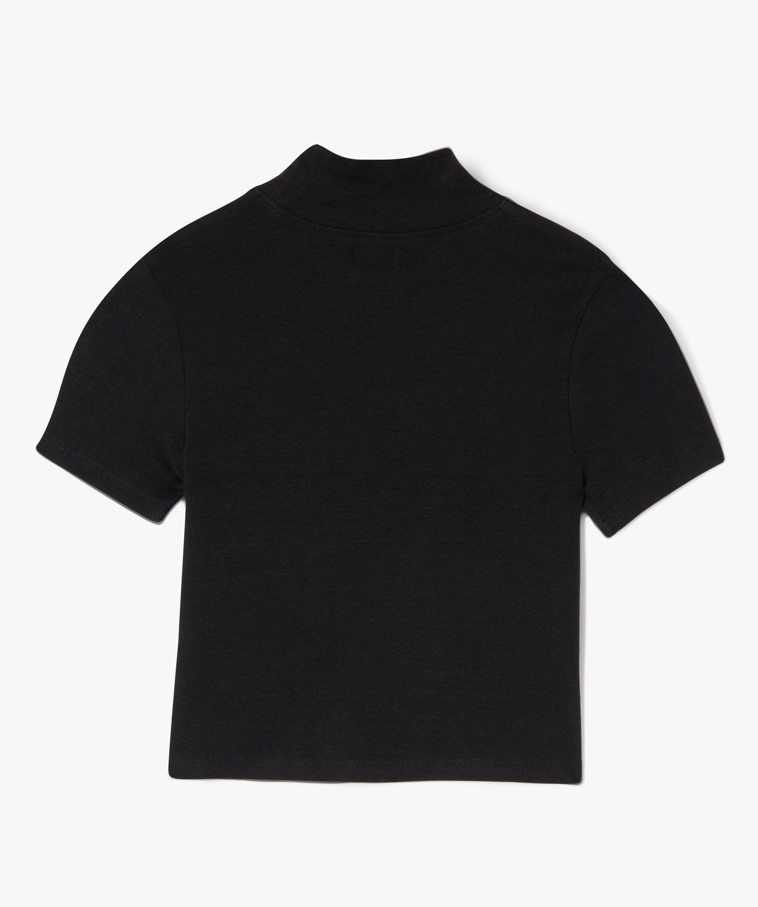 Tee-shirt court à manches courtes et col montant uni fille noir | GEMO