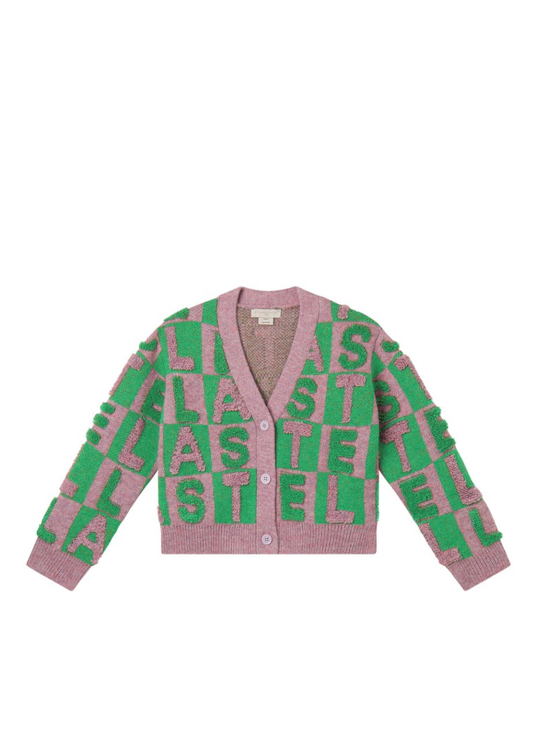 Cardigan Stella McCartney tricotat fin cu logo țesut