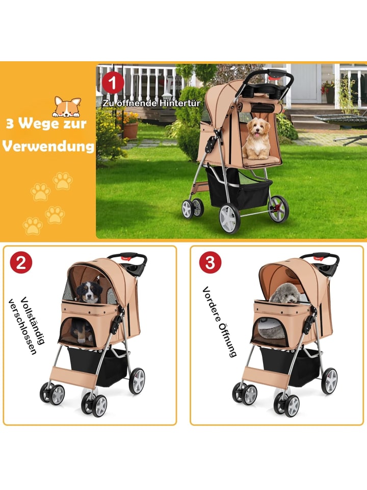 COSTWAY Hundewagen in Beige günstig kaufen 81 cm