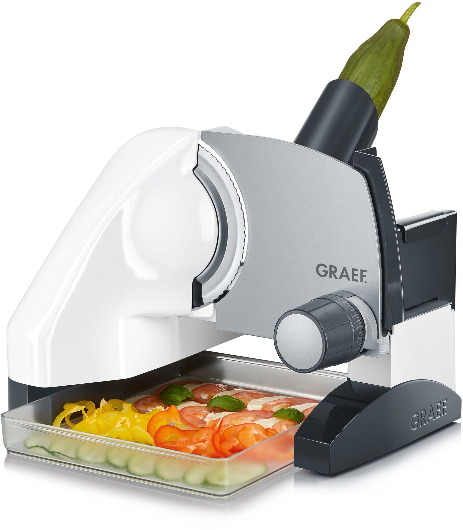 Graef Allesschneider SlicedKitchen SKS 50001, 170 W, inkl. Aufbewahrungsbox & MiniSlice-Aufsatz, weiß