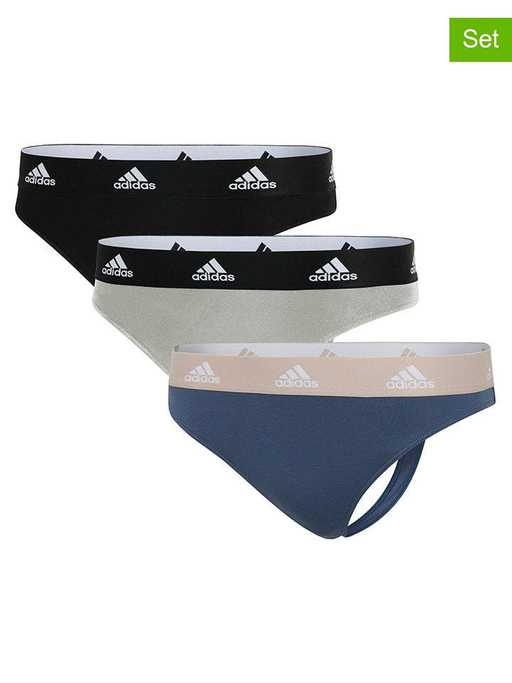 adidas 3er-Set: Strings in Blau/ Grau/ Schwarz günstig kaufen
