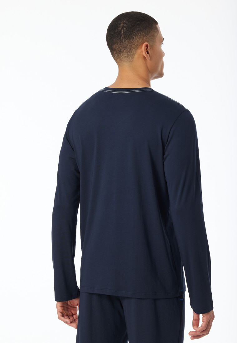 Shirt langarm V-Ausschnitt nachtblau - Mix+Relax