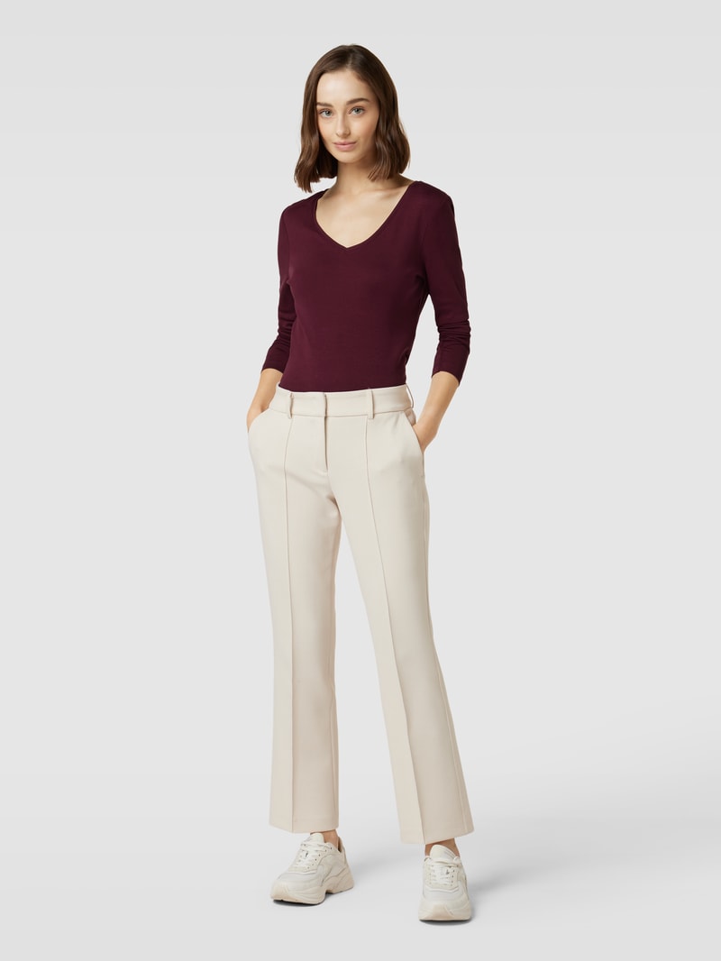 Longsleeve mit V-Ausschnitt in bordeaux rot