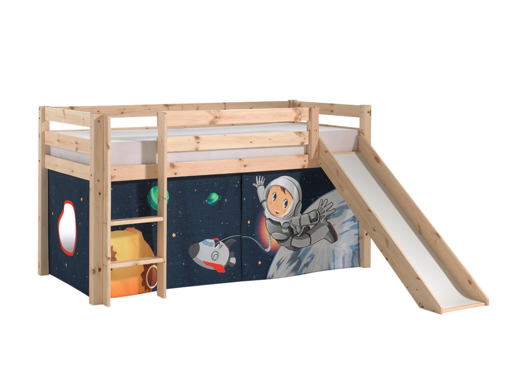 VIPACK Spielbett Pino mit Rutsche und Textilset 