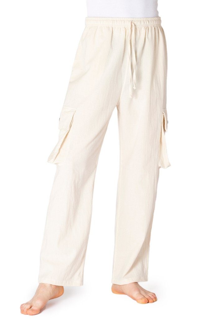 PANASIAM Wellnesshose Cargo-Hose K bequeme Sommerhose mit 4 Taschen aus 100% Baumwolle Unisex Freizeithose für Damen und Herren Relaxhose Cargohose