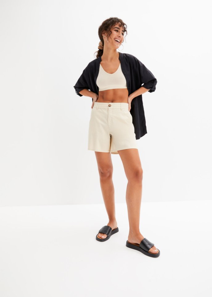 High Waist Shorts aus Twill