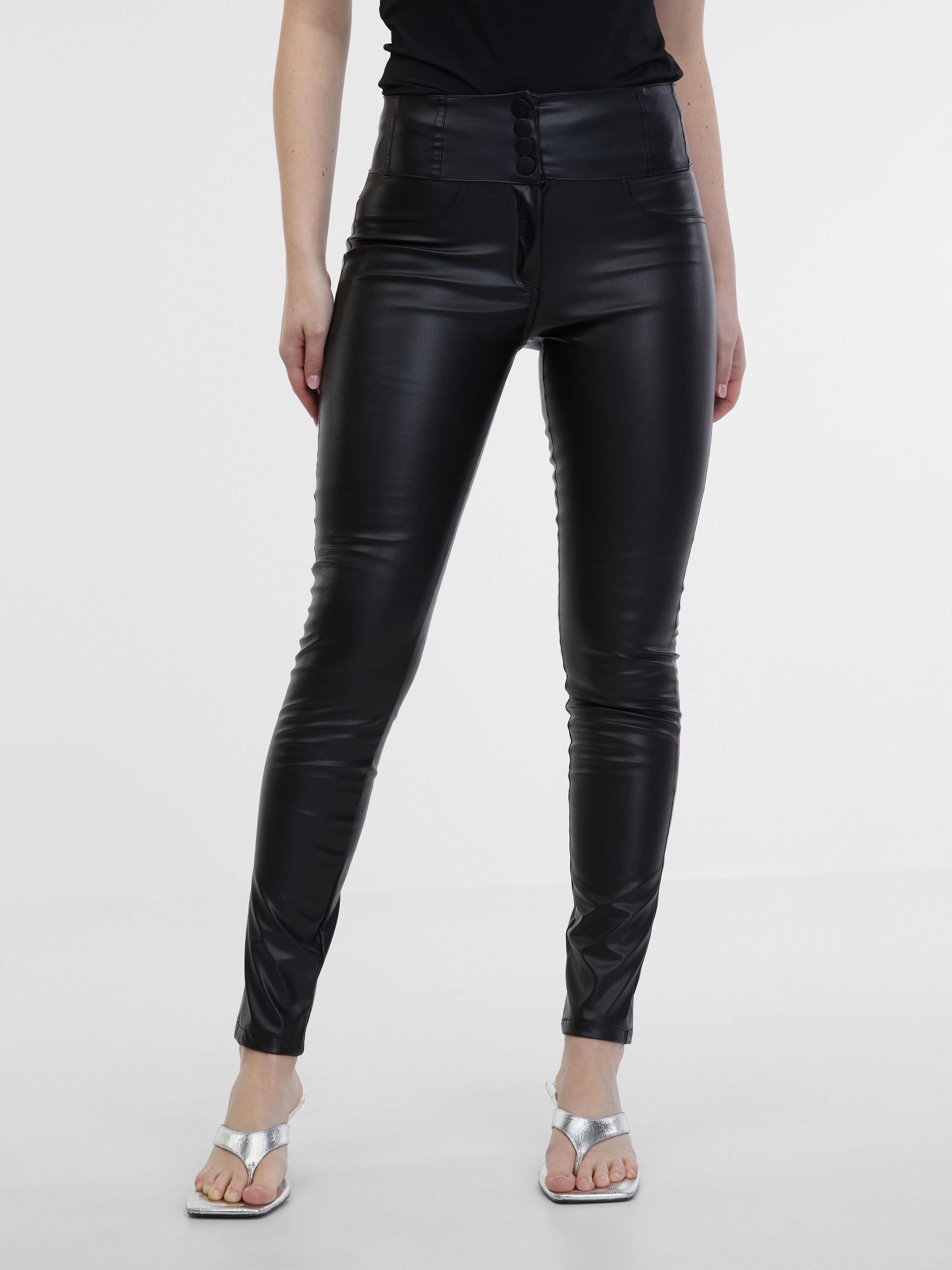 Schwarze Damen Kunstlederhose ORSAY