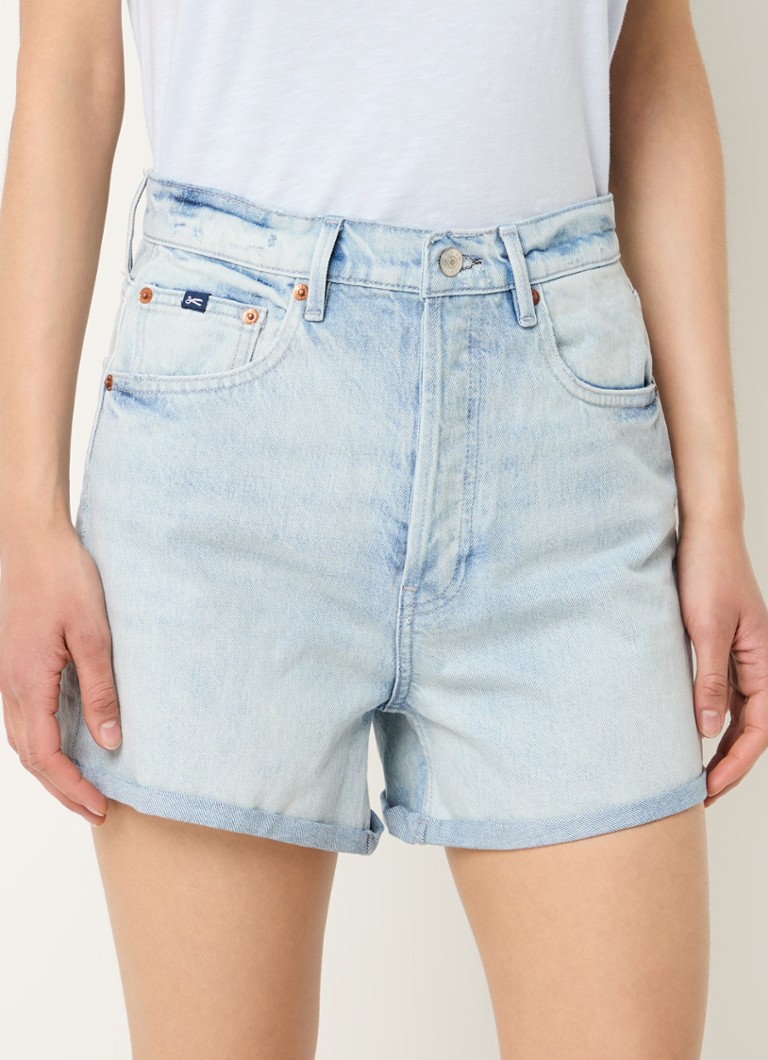 Denham Rini, pantaloni scurți din denim cu talie înaltă și croială dreaptă