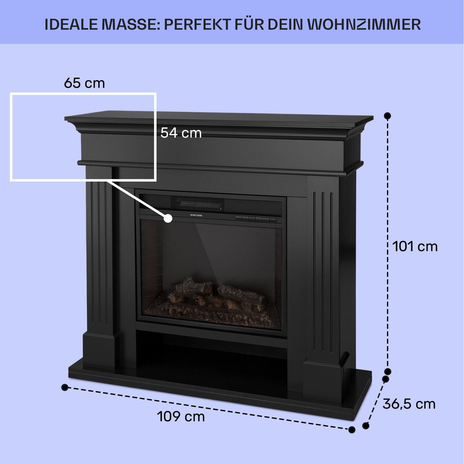 Klarstein Elektrokamin LasPilas Elektrokamin, elektrischer Kaminofen mit Heizung LED-Beleuchtung, Timer, Thermostat