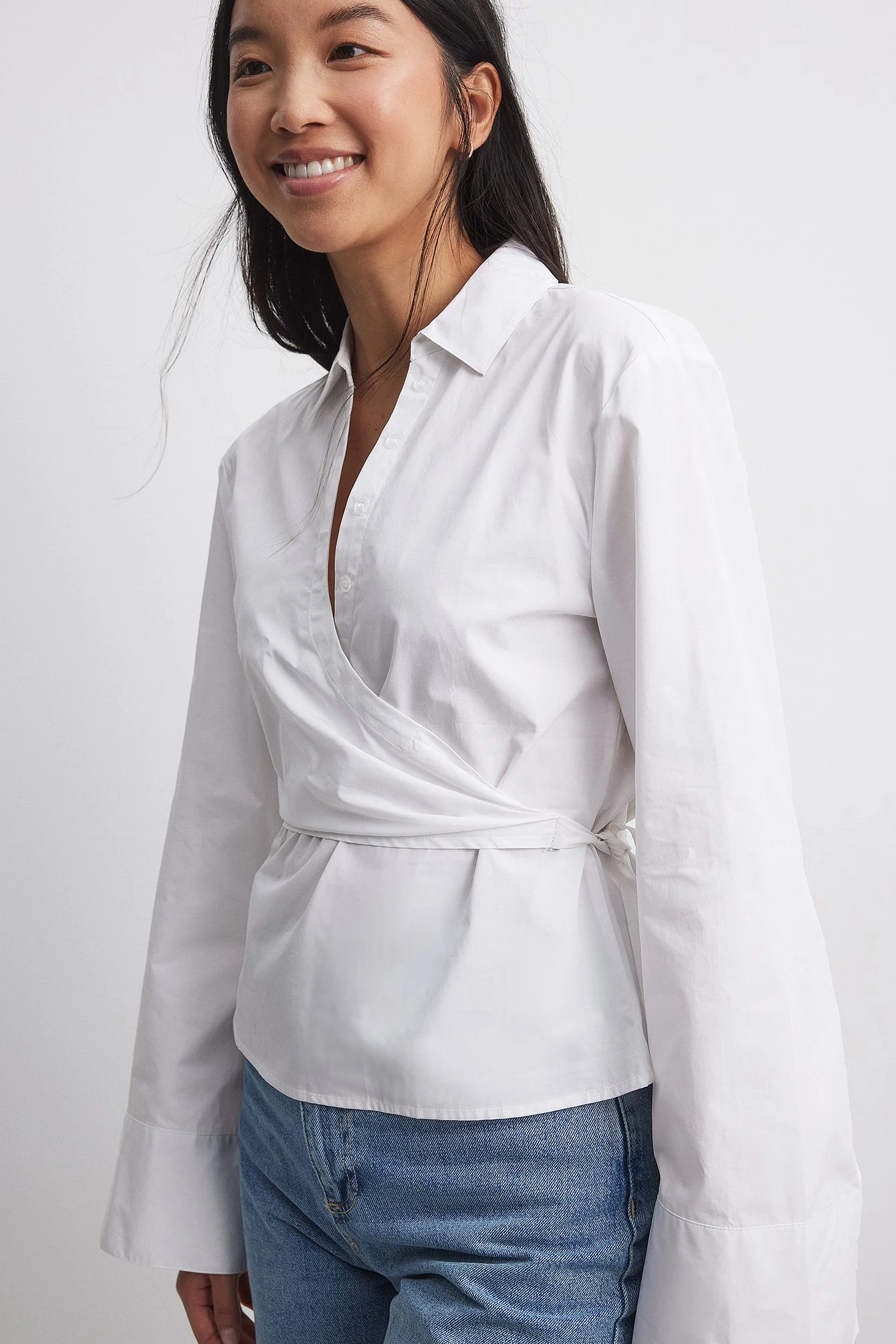 Baumwollshirt mit Wickeleffekt