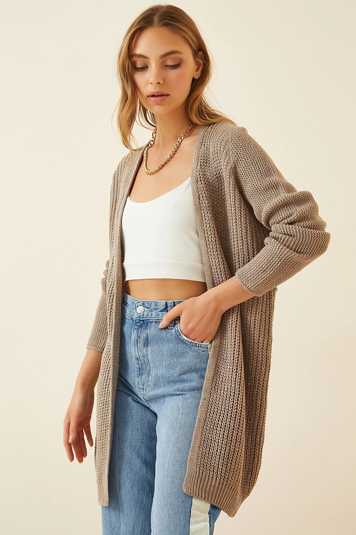 Happiness İstanbul  Strickjacke - Braun - Regular Fit