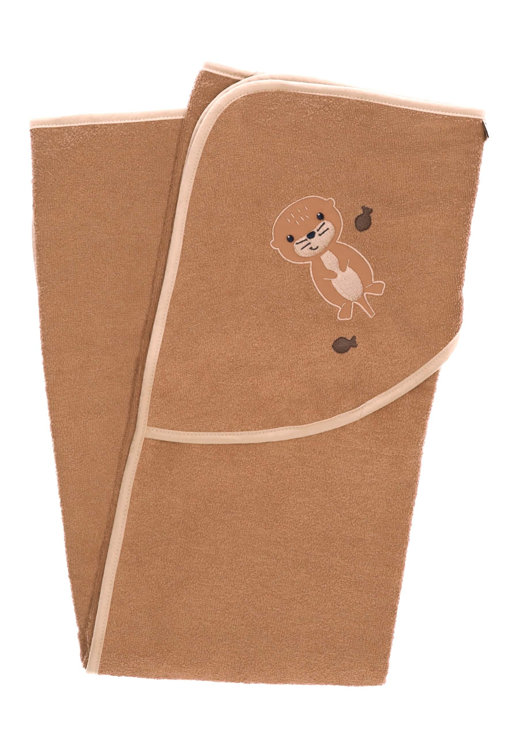 GOTS Badetuch 100x100 Otter Otti uni in Braun