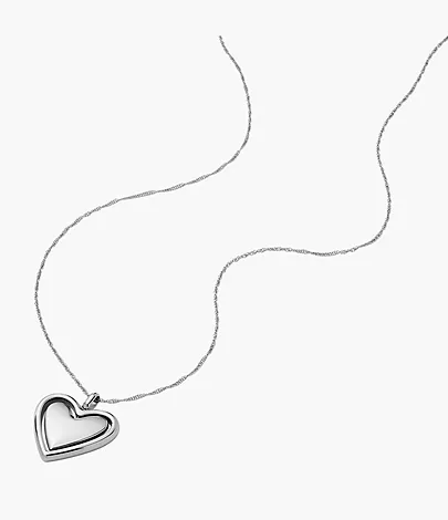 Fossil Kette Legacy Heart Anhänger drehbar Edelstahl