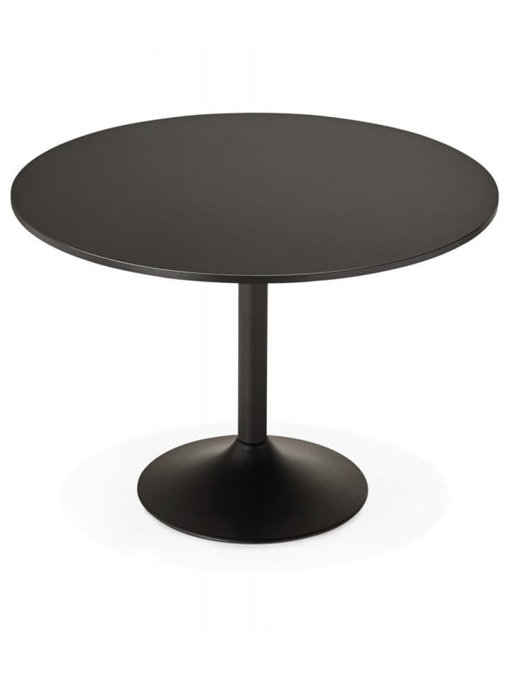 KADIMA DESIGN Runder Esstisch Holz Metall Schwarz | Minimalistisches Design günstig kaufen