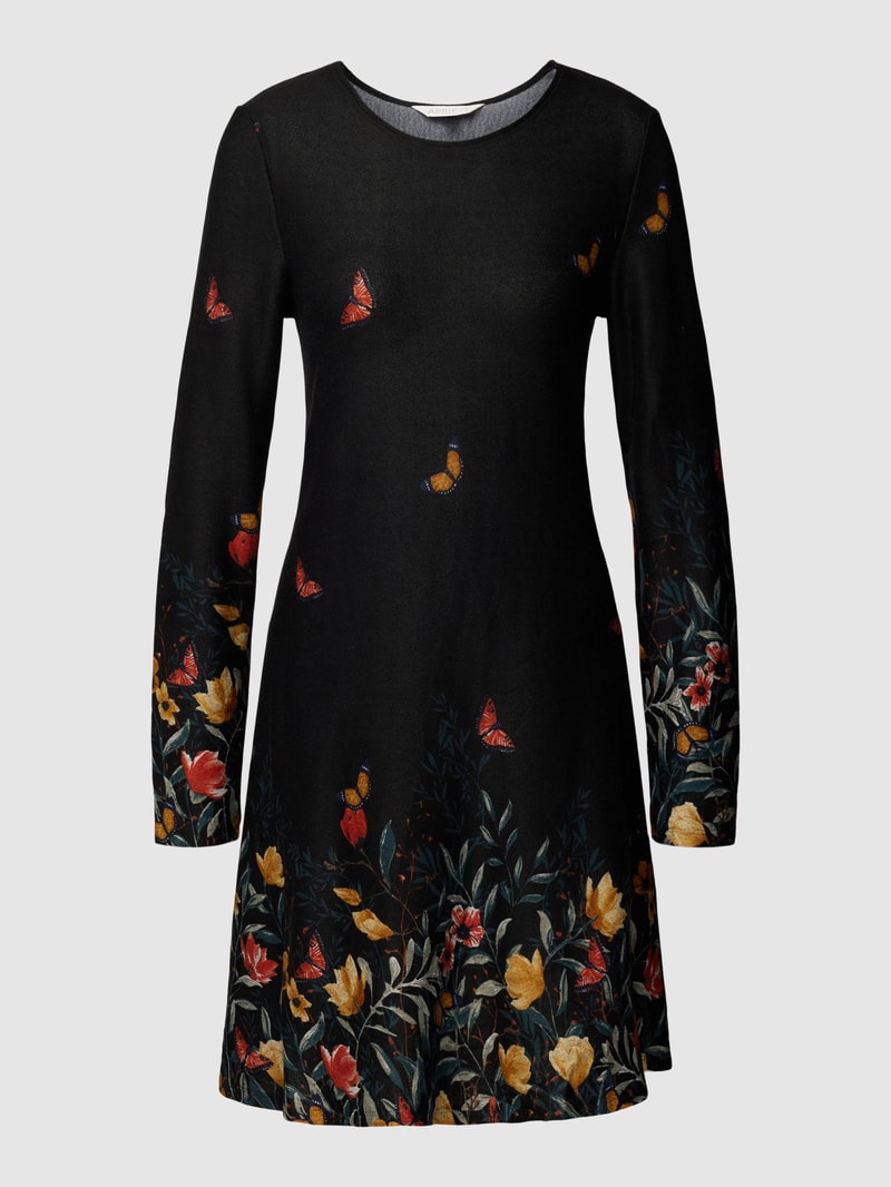 Minikleid mit Rundhalsausschnitt in schwarz