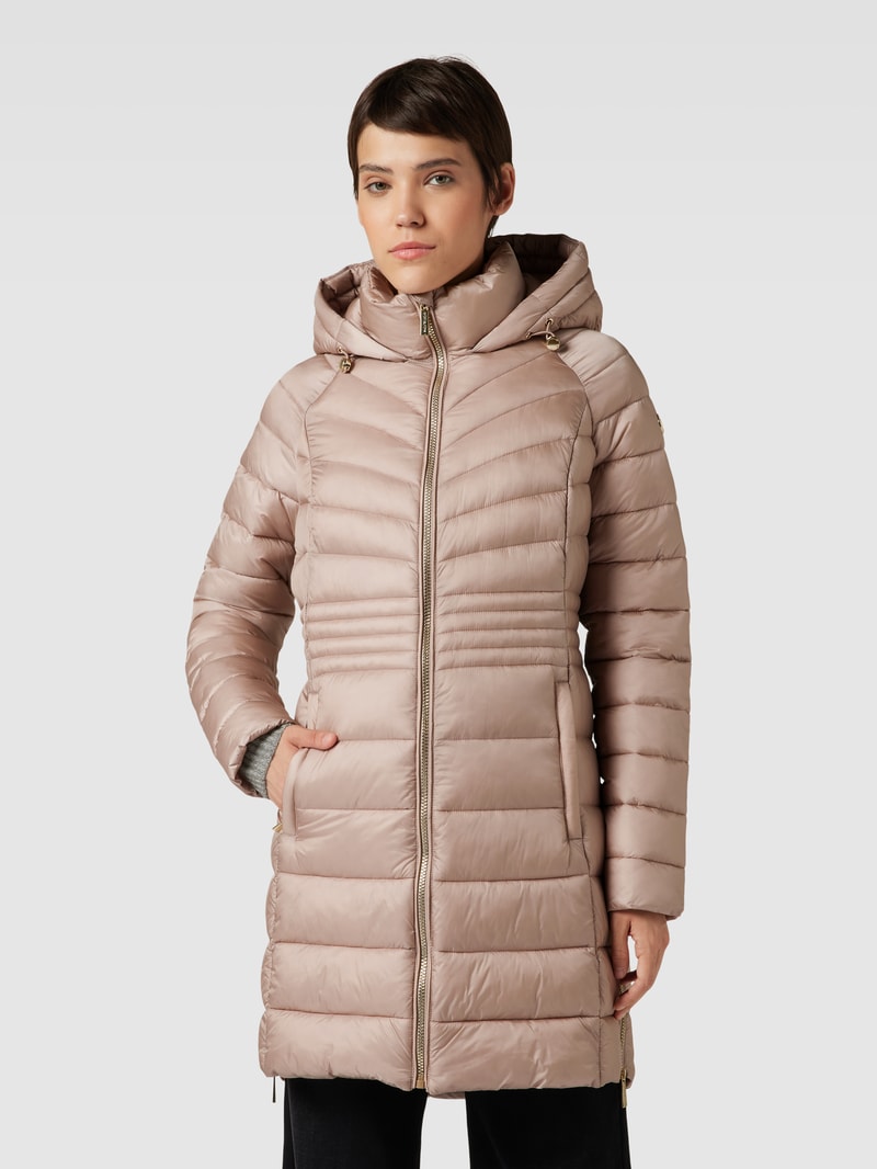 Steppjacke mit Kapuze Modell 'LONG LINE' in beige