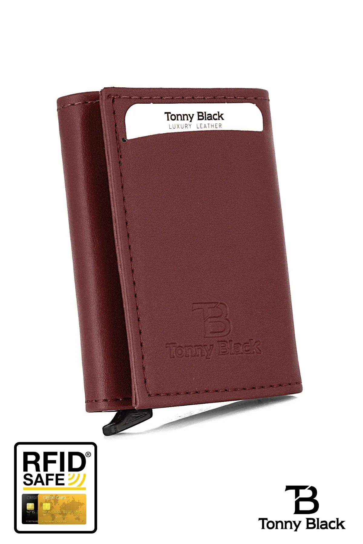 Tonny Black  Originale RFID-Schutz-Geldbörse mit Automatikmechanismus und Diebstahlschutz, mit Geld- und Kartenhalter